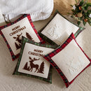 Axyaa Christmas Plaid Elk Pillow Cover Embroidered Jacquard Sofa Cushion