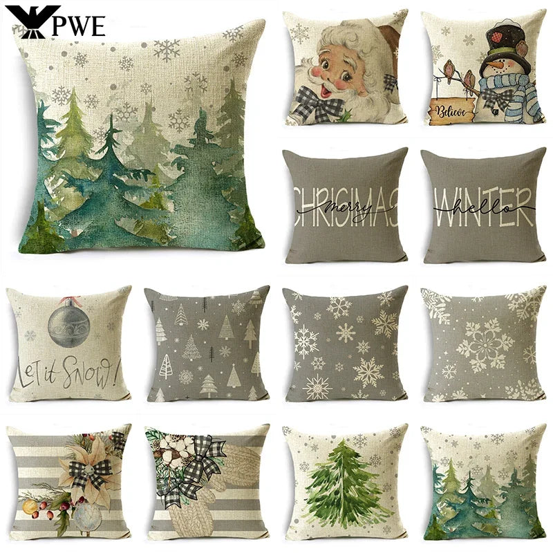 Axyaa Christmas Throw Pillow Covers - Zigzag Reindeer Red Pillowcase