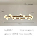 Axyaa Wood Branch Chandelier Pendant Light - Nordic Glass Hanging Lamp
