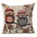 Axyaa Owl Linen Pillowcase: Office Car Sofa Living Room Decor 45x45cm