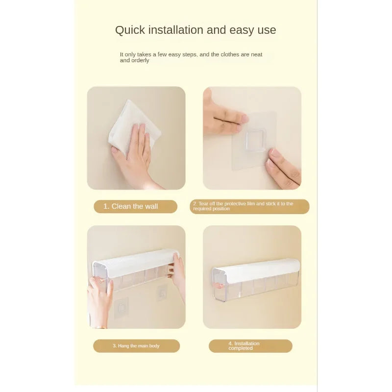 Axyaa Wall-mounted Underwear Sock Storage Box: Space-saving Large Compartment Case