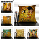 Axyaa Gold Pattern Oil Painting Decorative Throw Pillow Case - 45x45cm