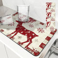 Axyaa Christmas Snowflake Dish Mat: Absorbent, Anti-slip, Quick Dry, Draining Mat