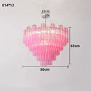 Axyaa Clear Pink Glass Tube Chandelier Luxury Ceiling Pendant Light