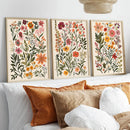 Axyaa Boho Wildflower Prints Set - Floral Wall Art Trio for Stylish Home Gallery