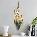 Axyaa Grey Moon Feathers Dream Catcher 60cm Large Handmade Indian Style Wall Hanging