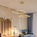 Axyaa Modern Gold Brushed Round Rings LED Ceiling Chandelier for Living Room