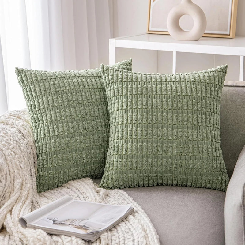 Corduroy Green Cushion Cover 45x45cm Axyaa Brand Sofa Pillowcase Home Decor