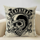 Axyaa Motorcycle Pattern Cushion Cover 45x45cm - Black and White Design