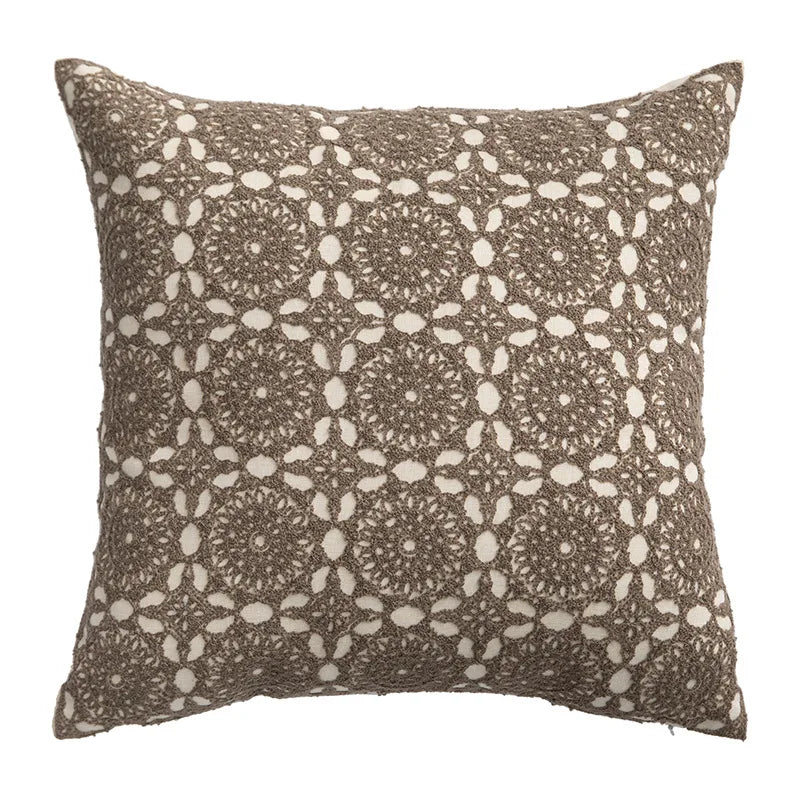 Axyaa White Floral Embroidered Cushion Cover - Elegant Home Decor