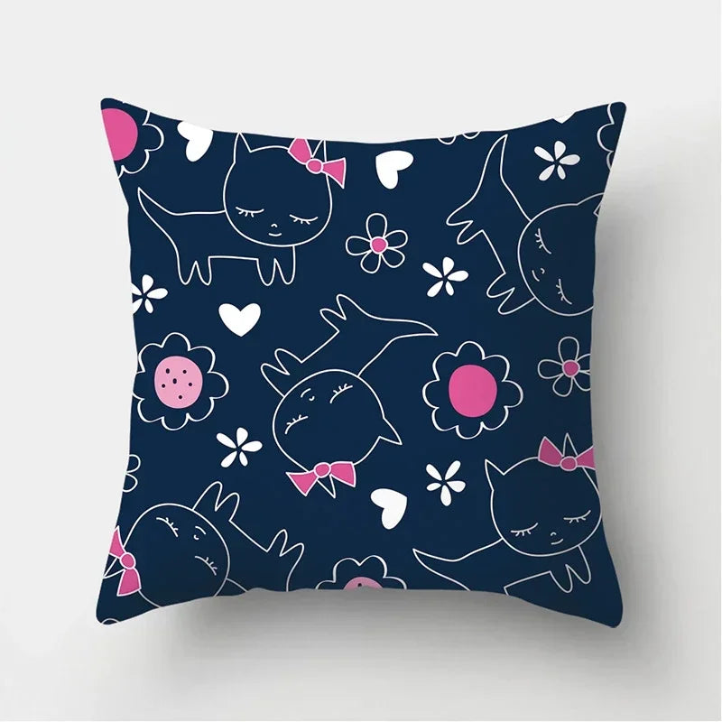 Black Cat Pattern Pillowcase for Sofa Decor Axyaa Brand