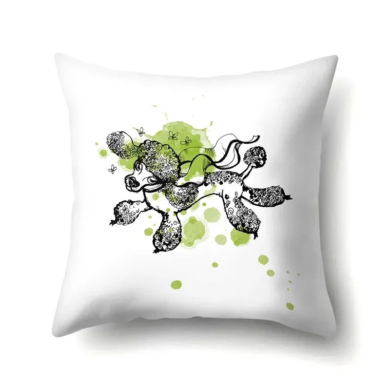 Axyaa Cartoon Animals Plush Cushion Cover 45x45cm Cute Cats and Dogs Pillowcase