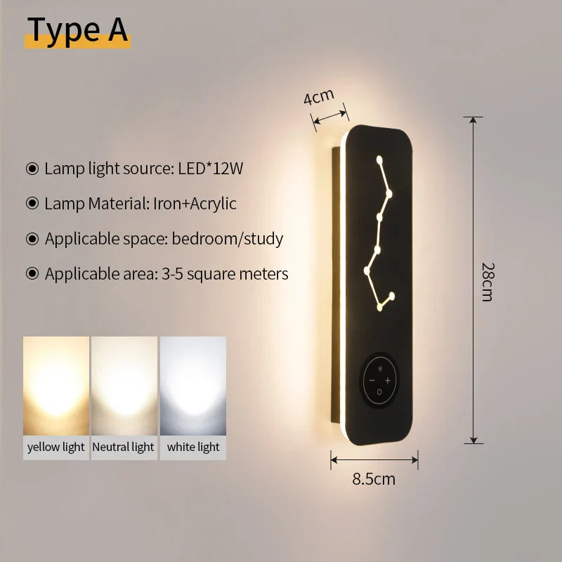 Modern LED Wall Sconce Light by Axyaa for Bedroom Living Room Black Wall Lamp