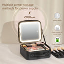 Axyaa LED Mirror Makeup Travel Train Case with Adjustable Dividers