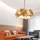 Axyaa Golden Stainless Steel Rotating Chandelier for Living Room