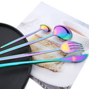 Axyaa Black Gold Mirror Stainless Steel Dinnerware Set - 40pcs