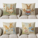 Axyaa Cute Bunnies Swing Floral Pillow Cover