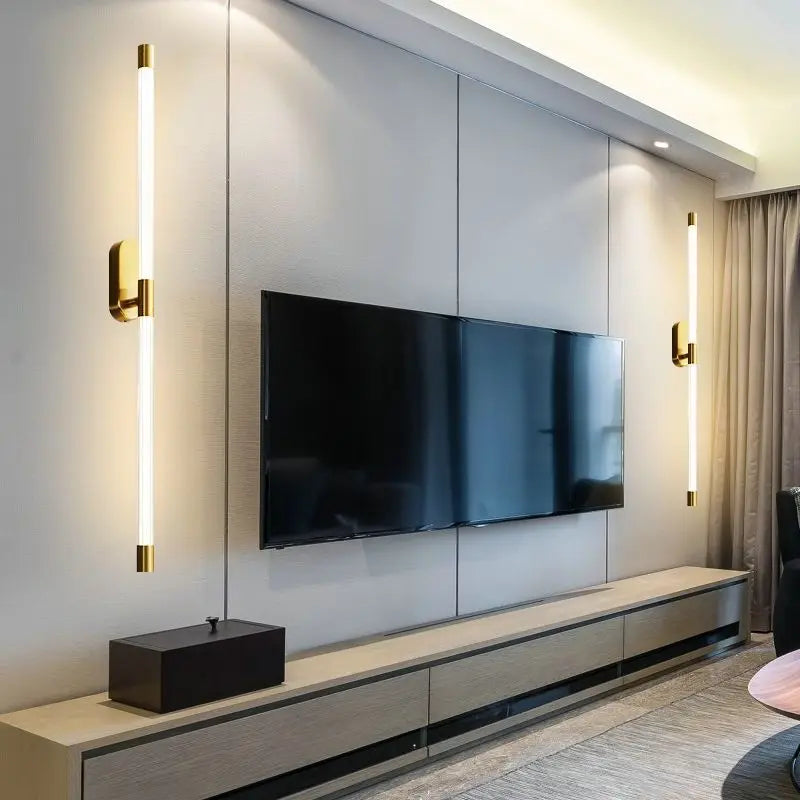 Axyaa Gold Geometric Lines Wall Lamp for Bedroom and Living Room Lighting