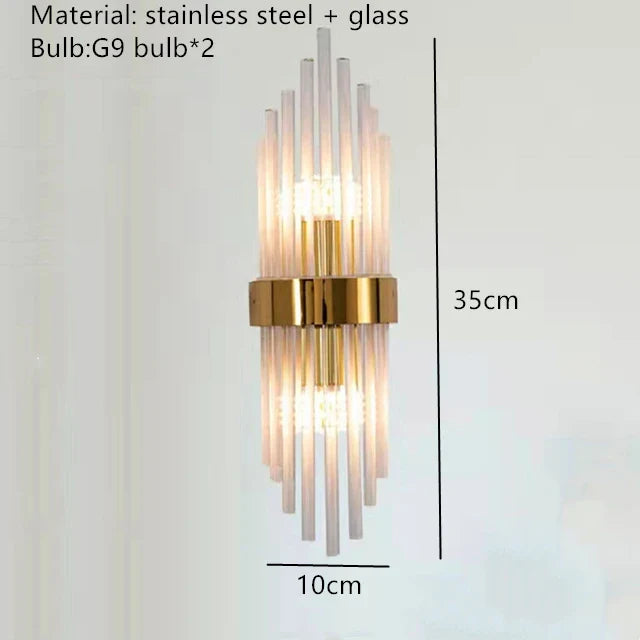 Axyaa Clear Crystal LED Wall Sconces in Gold/Black Stainless Steel