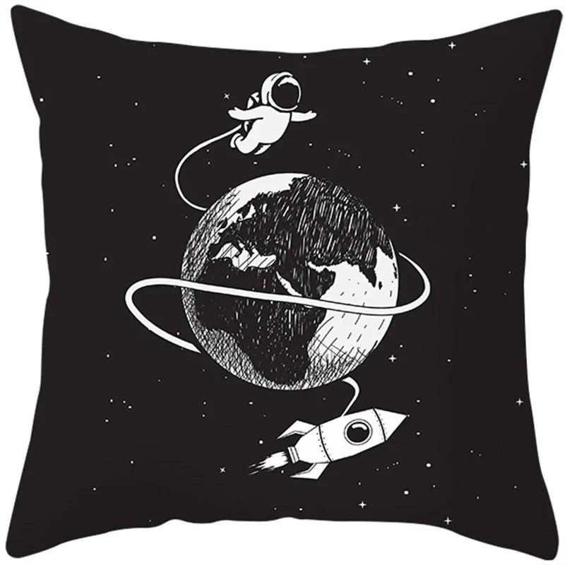 Universe Space Peach Skin Pillowcases by Axyaa - Cartoon Animation Pilot Cushion Cover