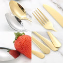 Axyaa Gold Cutlery Set in Specular Light Stainless Steel