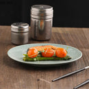 Axyaa Ceramic Dessert Plate Set | Green Patterned Steak Plates for Restaurant and Barbecue