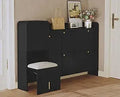 Axyaa 4-Drawer Shoe Cabinet with Hidden Stool & Adjustable Shelves