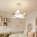 Axyaa Airplane LED Pendant Lamp for Kids Room - White and Blue Theme