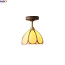 Axyaa Glass Wood LED Ceiling Lamp Modern Indoor Lighting for Kitchen Living Room