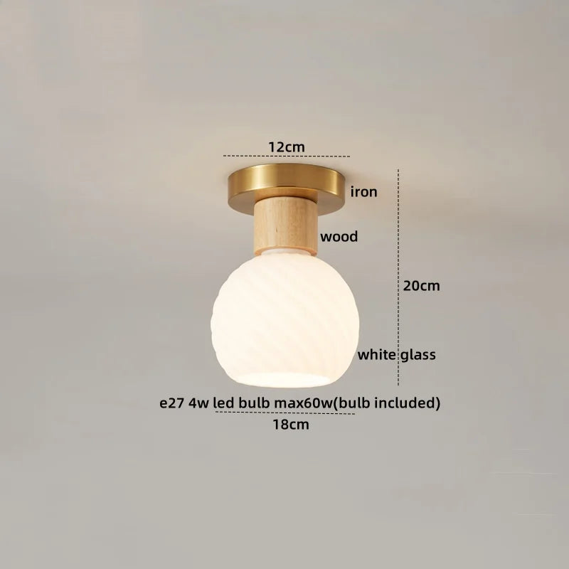 Axyaa Modern Wood Glass LED Ceiling Light for Kitchen Living Room Decor