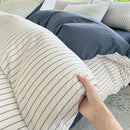 Axyaa Stripe Bedding Set: Single Full Queen King Size Duvet Cover with Pillowcases