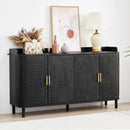 Axyaa 4-Door Wooden Storage Cabinet with Adjustable Shelf and Iron Legs