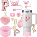 Axyaa Cup Accessories Set: Butterfly Straw, Cover, Cap, Boot, Handle Charm, Initials Sticker