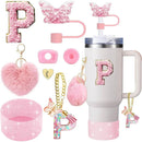Axyaa Cup Accessories Set: Butterfly Straw, Cover, Cap, Boot, Handle Charm, Initials Sticker