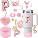 Axyaa Cup Accessories Set for 30oz 40oz Stanley Cup - Silicone Boot, Handle Charm, Initials Sticker