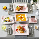 Axya Flora 30-Piece Marble Pink Porcelain Dinnerware Set - Two Color Options