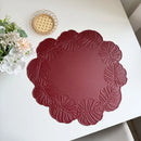 Axyaa Floral Green Embossed Faux Leather Placemats Set - Perfect for Home, Hotel, or Restaurant