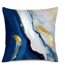 Axyaa Blue & Gold Abstract Marbling Pillow Covers for Sofa, Bedroom, Car