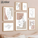 Axyaa Abstract Woman Face Line Couple Canvas Painting Sexy Body Poster Bedroom Decor