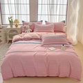 Axyaa Blue & White Grid 4-Piece Bed Sheet Set, Thickened Material