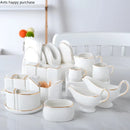 Axya White Ceramic Seasoning Set:  Oil, Vinegar, Sugar Bowl & Spice Jar Pack
