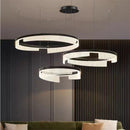 Axyaa Modern LED Circle Ring Chandelier, Black Metal Acrylic Shade, Home Decor Lighting