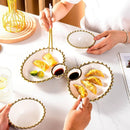 Axya Phnom Penh Beads Ceramic Snack Plate and Porcelain Rice Bowl Set