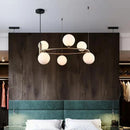 Axyaa Glass Ball Chandelier: Modern Nordic LED Ceiling Lamp for Room Decor.