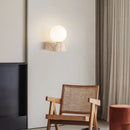 Axyaa Yellow Travertine Glass LED Wall Lamps for Home Decor - Set of 4