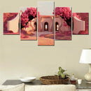 Axyaa Architecture Pinkish Red Canvas Wall Art Home Decor Print