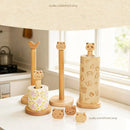 Axyaa Wooden Paper Towel Holder, Cartoon Lazy Rag Kitchen Rack
