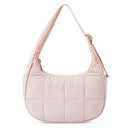 Axyaa Crescent Quilted Nylon Shoulder Bag with Fluffy Underarm & Adjustable Strap