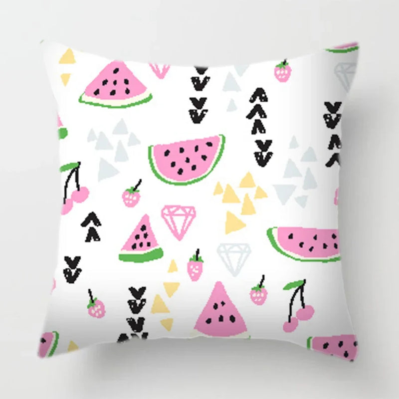 Axyaa Tropical Fruits Cushion Cover Watermelon Pineapple Decorative Pillow Case