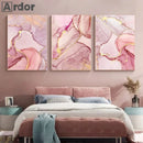 Pink Marble Abstract Canvas Painting Wall Art Print Home Decor by Axyaa